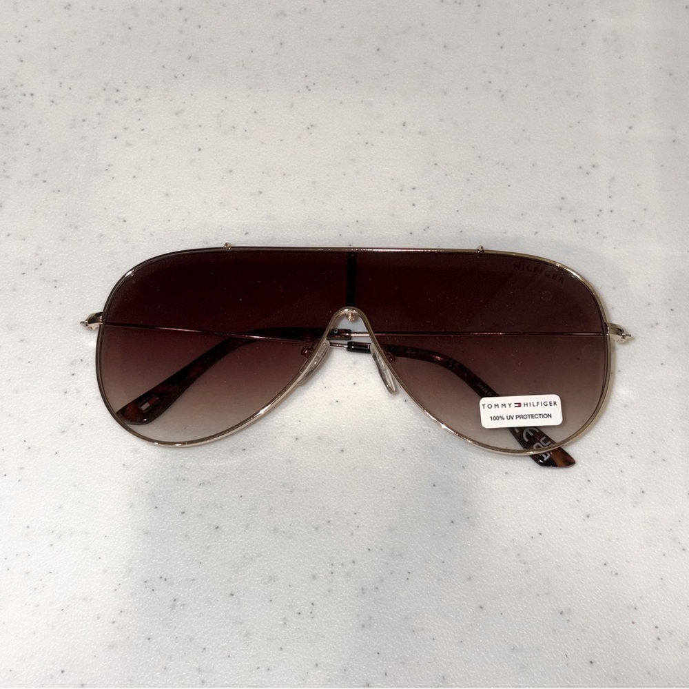 Tommy Hilfiger Brown Aviator Sunglasses Abel Shield 135 150